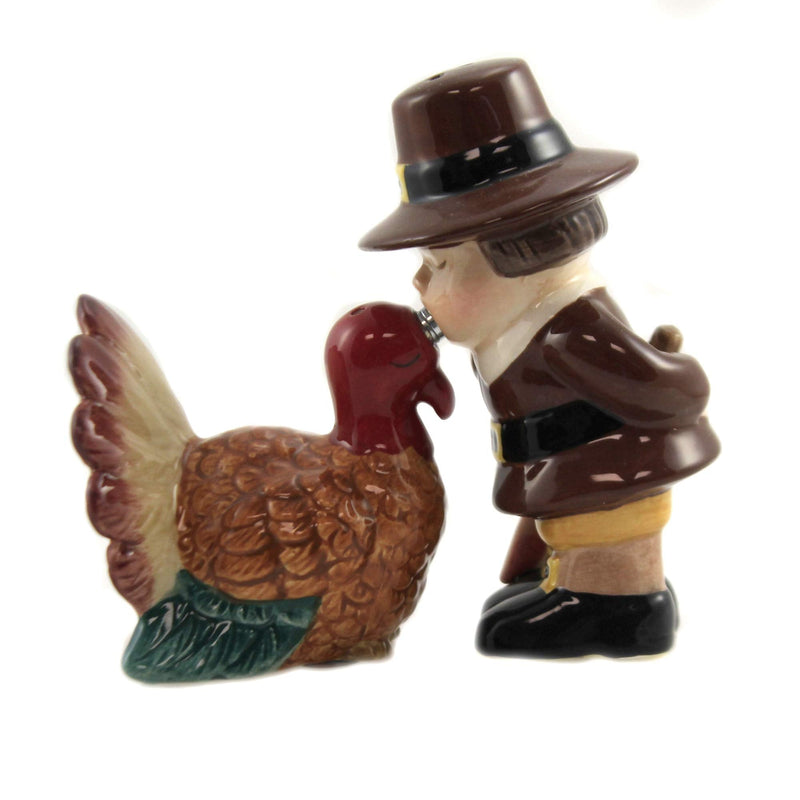 [Australia - AusPower] - Turkey and Pilgrim Magnetic Ceramic Thanksgiving Salt and Pepper Shakers 