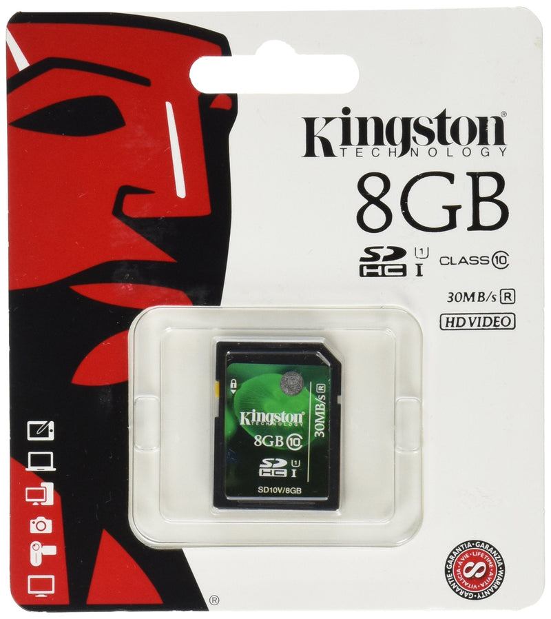 [Australia - AusPower] - Kingston Digital 8 GB SDHC/SDXC Class 10 UHS-1 Flash Memory Card 30MB/s (SD10V/8GB) 8GB 