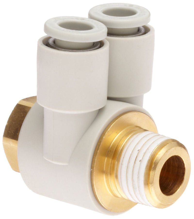 [Australia - AusPower] - SMC KQ2Z06-01AS PBT & Brass Push-to-Connect Tube Fitting with Sealant, Branch Universal Elbow, 6 mm Tube OD x 1/8" BSPT Male 