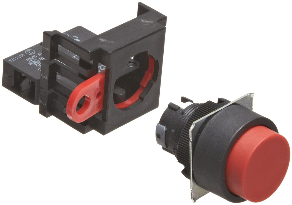 [Australia - AusPower] - Omron A22-TR-10M Projection Type Pushbutton and Switch, Screw Terminal, IP65 Oil-Resistant, Non-Lighted, Momentary Operation, Round, Red, Single Pole Single Throw Normally Open Contacts 