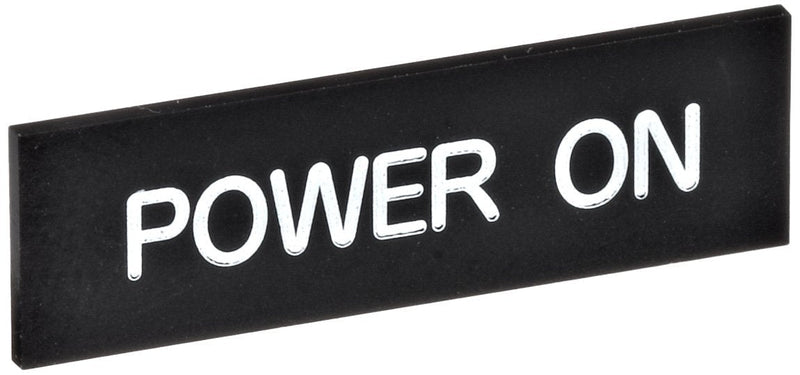 [Australia - AusPower] - Omron A22Z-3443B-9 Snap-in Legend Plate, Standard Size, White Text, Black Background, Printed with "POWER-ON" 