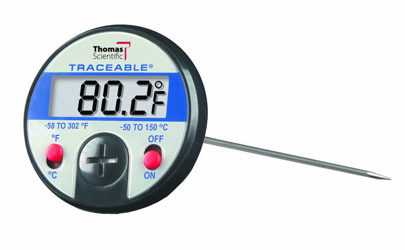 [Australia - AusPower] - Thomas Plastic and Stainless Steel Traceable Dial Thermometer, with Jumbo LCD Display, 5-1/4" Stem, -58 to 302 degree F 