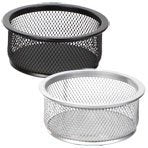 [Australia - AusPower] - Set of 2 (BOTH Silver) Wire Mesh Clip Storage Cups / Office Supply Holders, 4-inch diameter 