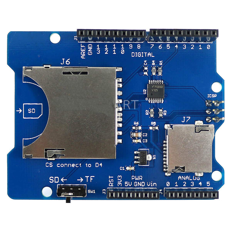 [Australia - AusPower] - HiLetgo Stackable SD Card TF Card Micro SD Card SD/SDHC/Micro SD/Micro SDHC Card Reader Shield Multi-Functional SD Card Shield Module for Arduino UNO R3 MEGA2560 