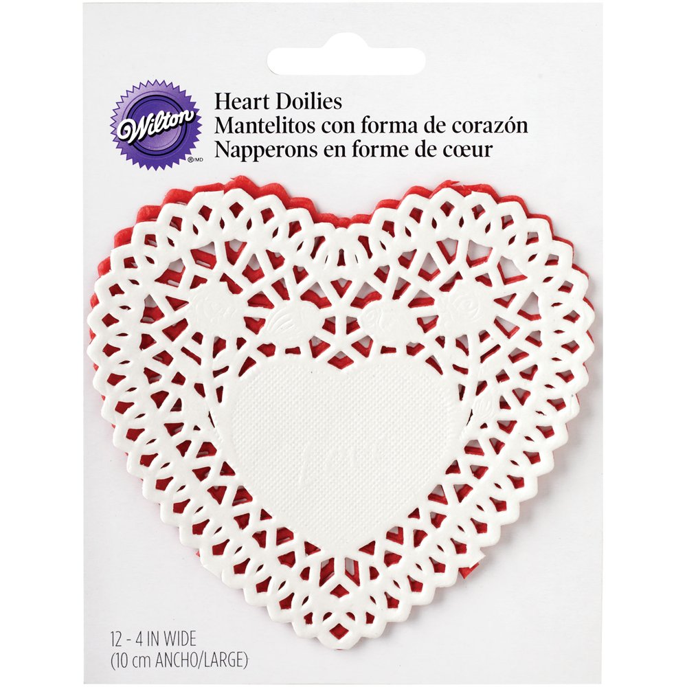 [Australia - AusPower] - Wilton Paper Doilies, 4-Inch, Red and White Heart, 12-Pack 