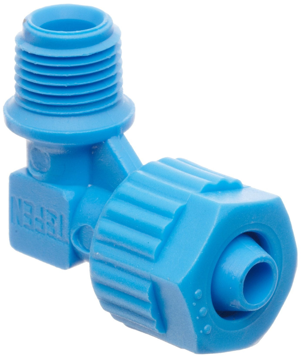 [Australia - AusPower] - Tefen Fiberglass Polypropylene Compression Tube Fitting, 90 Degree Elbow Adapter, Blue, 6 mm Tube OD x 1/8" BSPT Male (Pack of 5) 