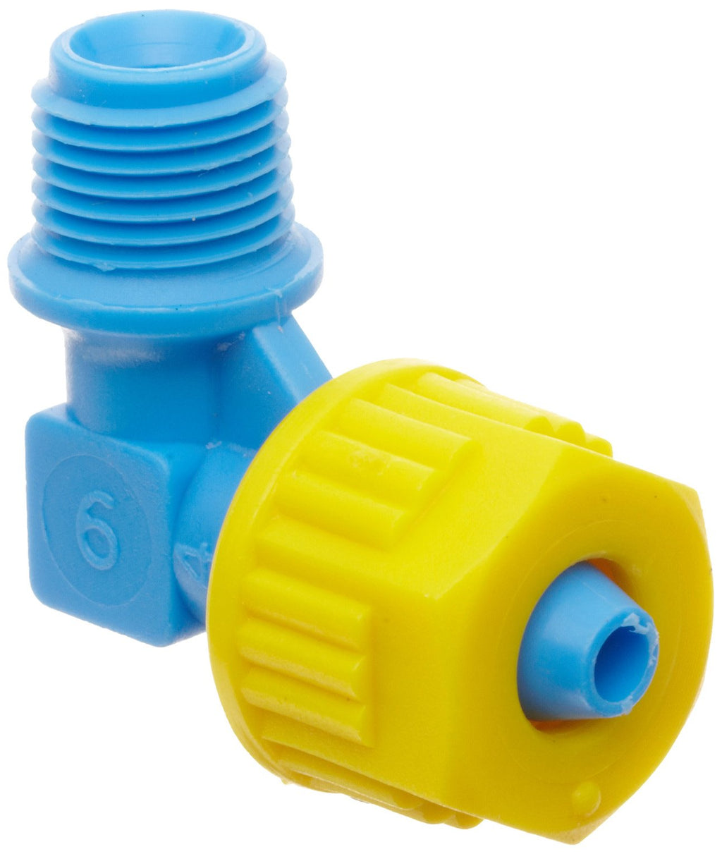 [Australia - AusPower] - Tefen Fiberglass Polypropylene Compression Tube Fitting, 90 Degree Elbow Adapter, Yellow/Blue, 5/16" Tube OD x 1/8" BSPT Male (Pack of 5) 