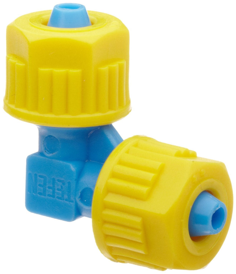 [Australia - AusPower] - Tefen Fiberglass Polypropylene Compression Tube Fitting, 90 Degree Elbow, Yellow/Blue, 1/4" Tube OD (Pack of 5) 0.25 Inch 