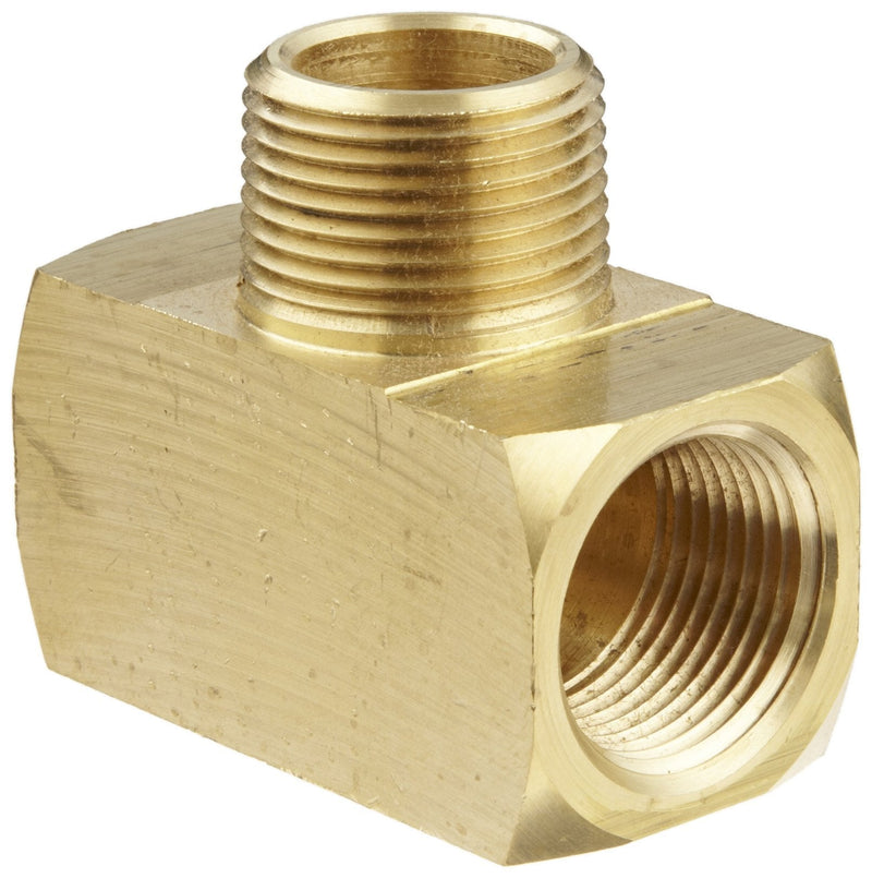 [Australia - AusPower] - Anderson Metals-06131-02 Brass Pipe Fitting, Barstock Tee, 1/8" Female Pipe x 1/8" Female Pipe x 1/8" Male Pipe 1/8" x 1/8" x 1/8" 