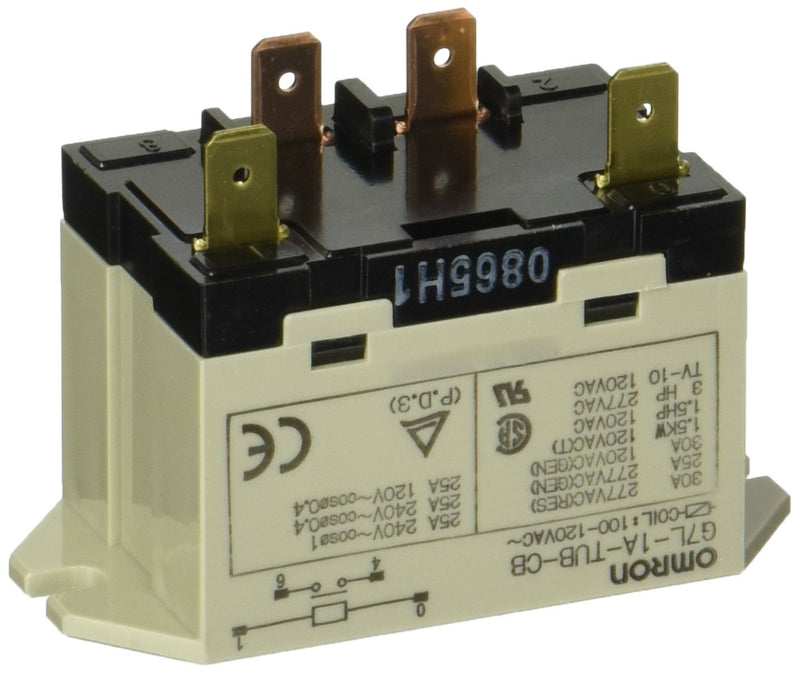 [Australia - AusPower] - Omron G7L-1A-TUB-CB-AC100/120 General Purpose Relay, Class B Insulation, QuickConnect Terminal, Upper Bracket Mounting, Single Pole Single Throw Normally Open Contacts, 17 to 20.4 mA Rated Load Current, 100 to 120 VAC Rated Load Voltage 