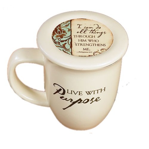 [Australia - AusPower] - Abbey Press (Abbey & CA Gift) Live with Purpose Mug and Coaster Set, 4 by 4.38", 1 Count (Pack of 1), White 