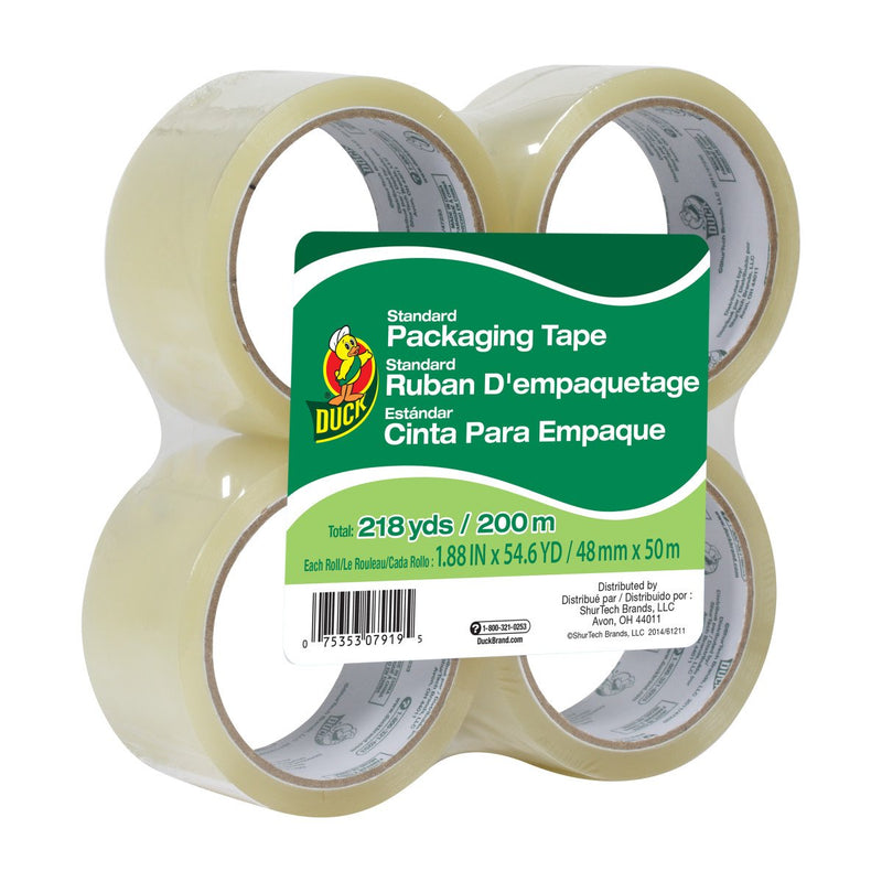 [Australia - AusPower] - Duck Brand Standard Packaging Tape Refill, 4 Rolls, 1.88 Inch x 55 Yard, Clear (240238) Pack of 4 Rolls, 54.6 Yards Each 1.6 mils thick 