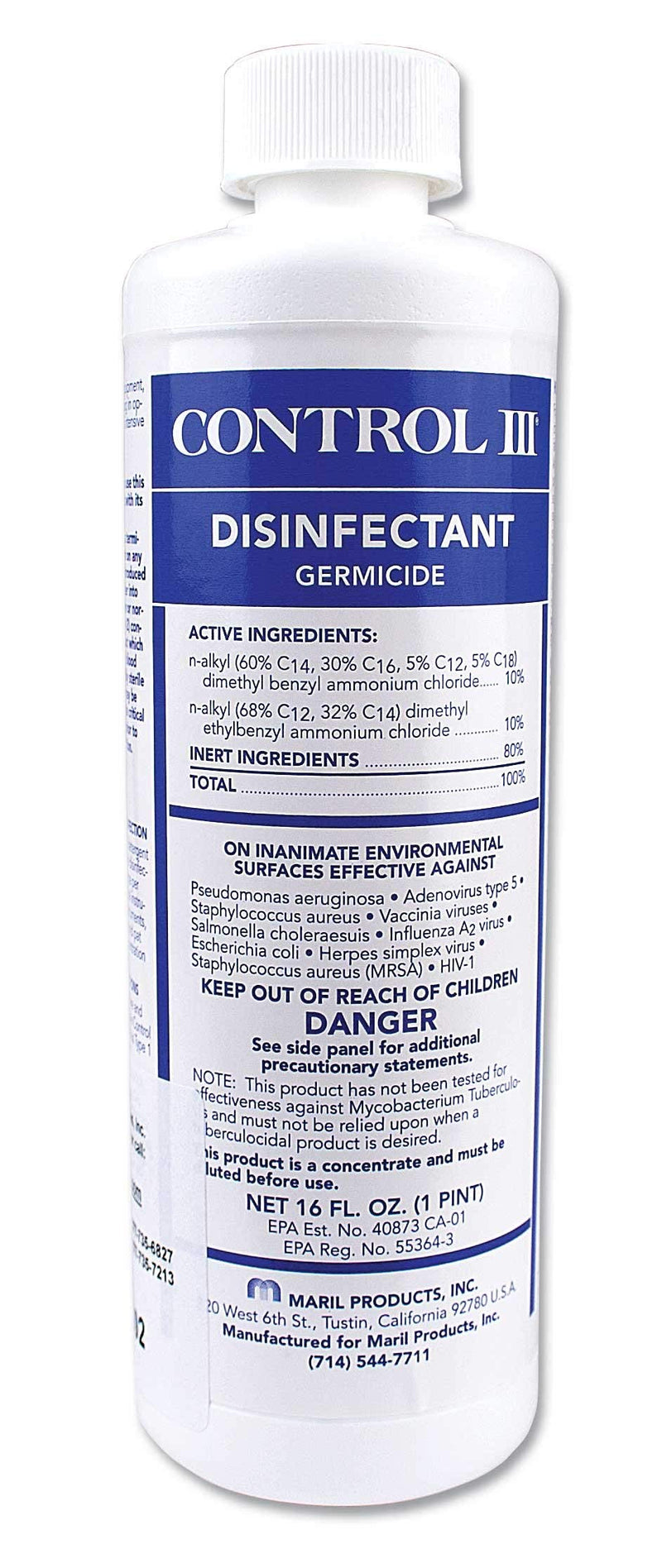 [Australia - AusPower] - Control LLL Concentrate Disinfectant Germicide 16oz EPA Registered Non-Toxic Hospital-Home Care & Non-Medical Laundry, Industrial/Commercial Grade. (1) 