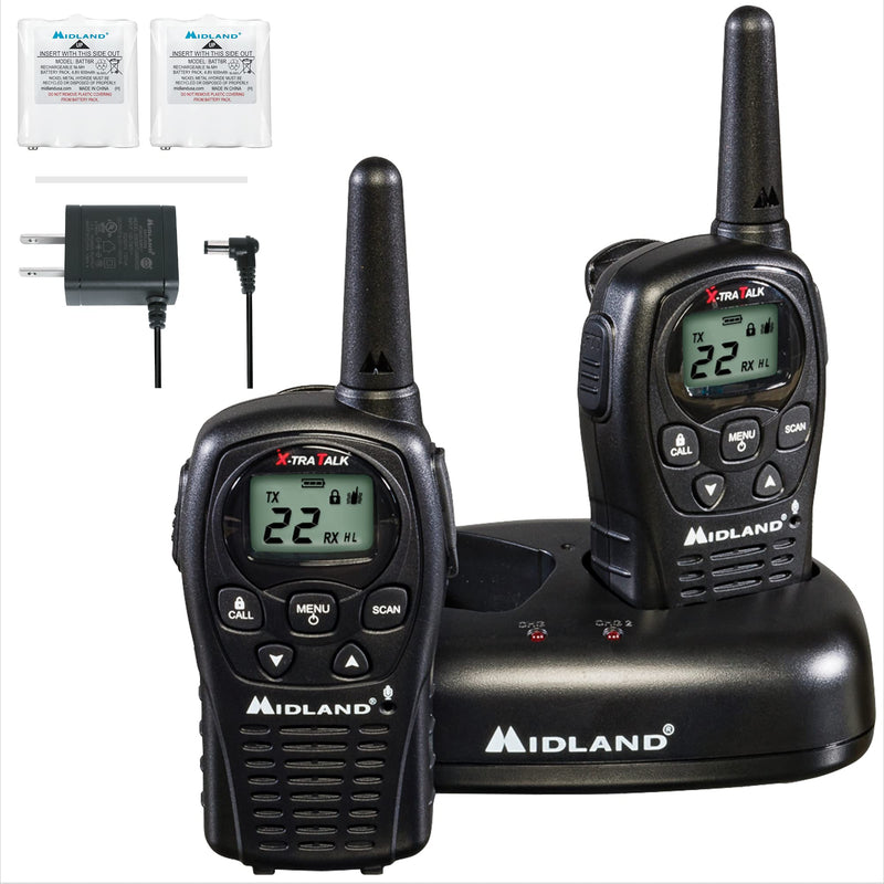 [Australia - AusPower] - Midland - LXT500VP3, 22 Channel FRS Walkie Talkies with Channel Scan - Extended Range Two Way Radios, Silent Operation, Batteries Included (Pair Pack) (Black) Pair Pack - Black 