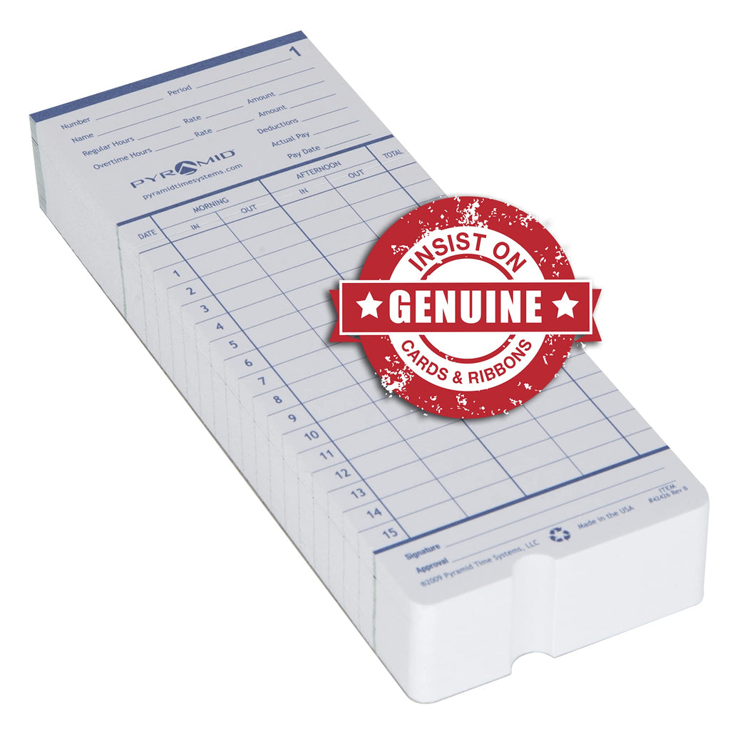 [Australia - AusPower] - Pyramid Time Systems 42426 Genuine and Authentic Double Sided Time Cards built exclusively for 2400 and AT-2400 Time Clocks (Pack of 100), Punch clock employee timecards 