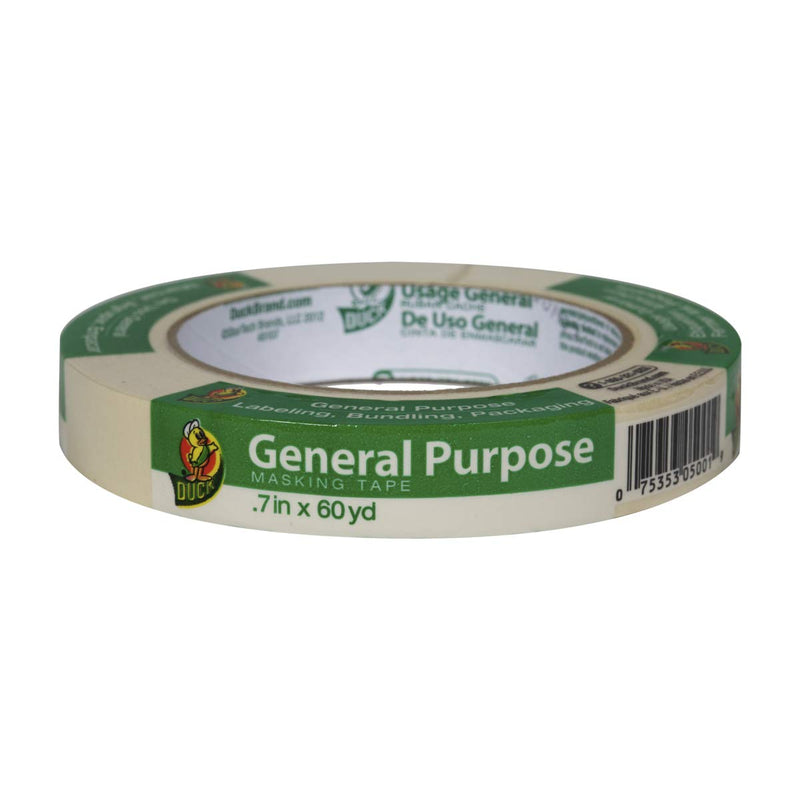 [Australia - AusPower] - Duck Brand 394689 General Purpose Masking Tape, 0.7-Inch by 60-Yard, Single Roll, Beige 0.7 Inch x 60 Yards 