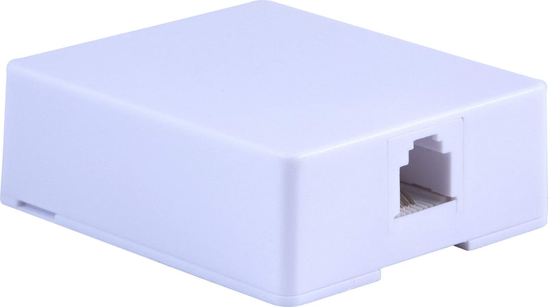 [Australia - AusPower] - Power Gear Surface Mount Jack, Attach to Walls, Receptacles, Baseboards, Compatible with Standard Phone Plugs, RJ14, RJ11, Answering Machines, Modems, Fax Machines, White, 76136 1 Pack 