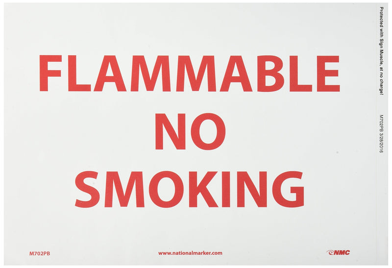 [Australia - AusPower] - NMC M702PB FLAMMABLE - NO SMOKING Sign – 14 in. x 10 in. Pressure Sensitive Vinyl Safety Sign with Red Text on White Base 