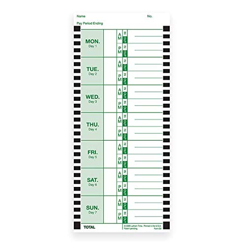 [Australia - AusPower] - Lathem Time Cards, E8-100, Weekly, 1-Sided, 8 1/2" x 3 3/4", White, Box of 100 