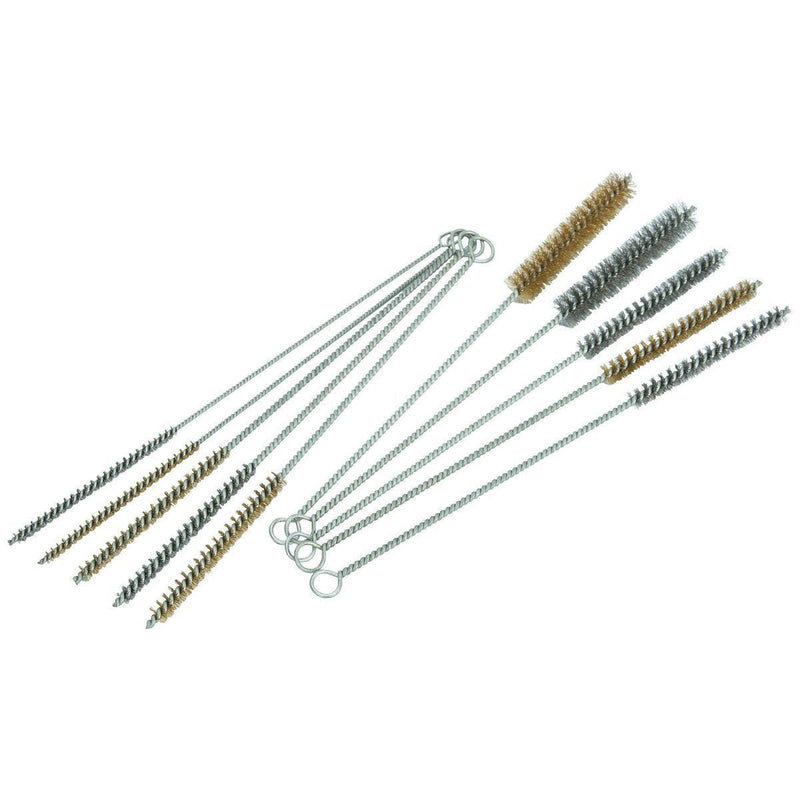 [Australia - AusPower] - 10 Piece Tube Bottle Brush Kit Brass Stainless Steel Bristle 12" Long, Size 1/4" to 3/4" PMD Products 