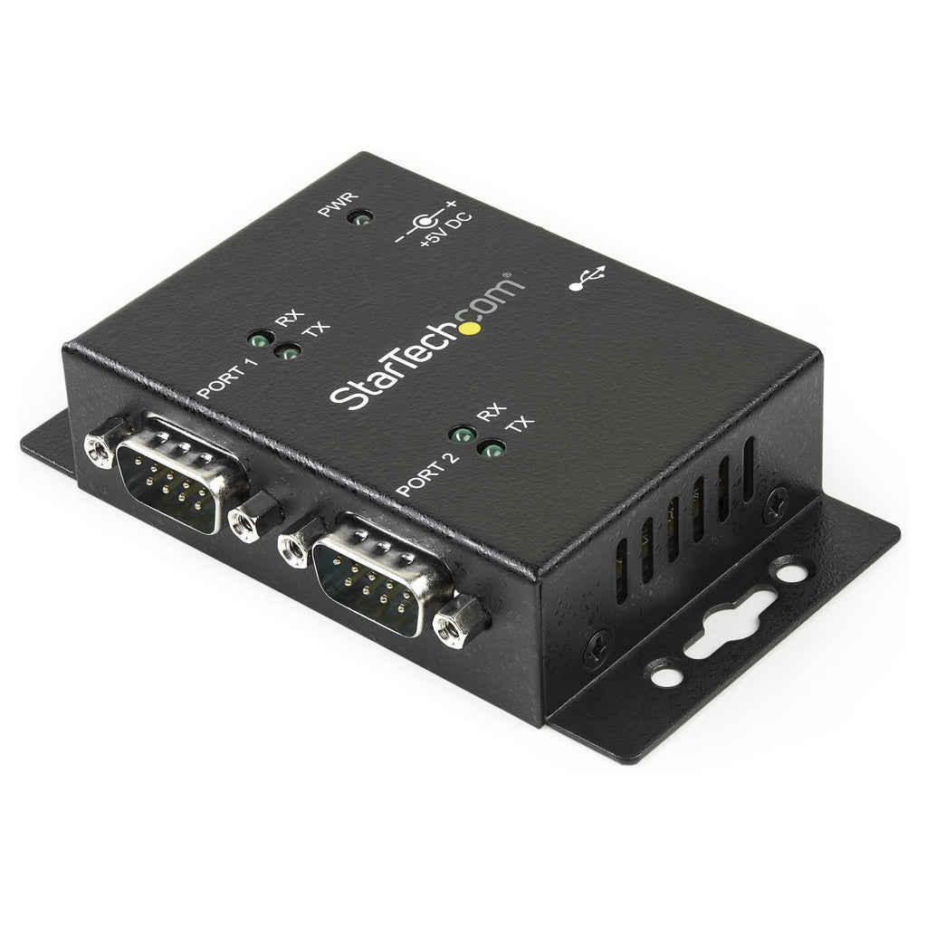 [Australia - AusPower] - StarTech.com USB to Serial Adapter - 2 Port - Wall Mount - Din Rail Clips - Industrial - COM Port Retention - FTDI - DB9 (ICUSB2322I) 