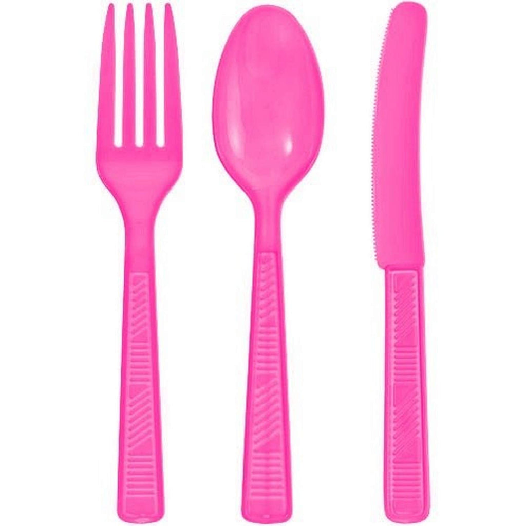 [Australia - AusPower] - Party Dimensions Plastic Hot Pink | Pack of 48 Cutlery Combo, 48 count 