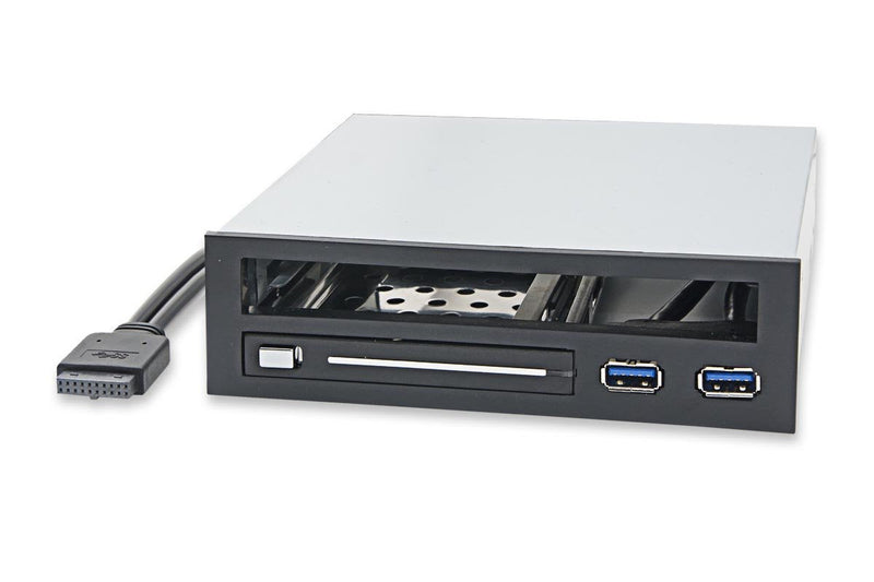[Australia - AusPower] - Syba 5.25" Bay Adapter for Slim Optical Drive, 2.5" Trayless Rack for Hard Drives HDD SSD, USB Hub - SY-MRA55005 