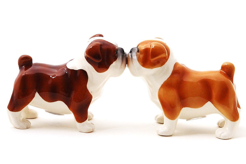 [Australia - AusPower] - Pacific Trading Bulldogs Kissing Ceramic Magnetic Salt and Pepper Shaker Set 