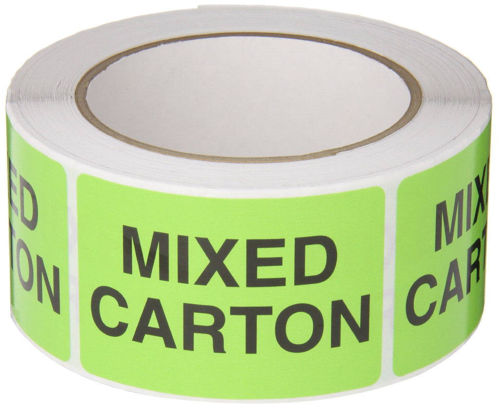 [Australia - AusPower] - TapeCase SHIPLBL-060 Shipping Packing Labels "Mixed Carton", Neon Green - 500 Labels per roll (1 Roll) 