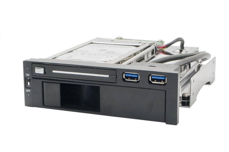 [Australia - AusPower] - Syba SY-MRA55006 5.25" Bay Tray Less Mobile Rack for 3.5" and 2.5" Sata III HDD with Extra 2 Port USB 3.0, Black/White 