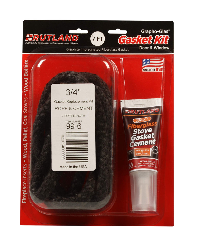[Australia - AusPower] - Rutland Grapho-Glas ® Gasket Pellet Stove Rplmnt Kit-CMT & 3/4" X7' Rope 
