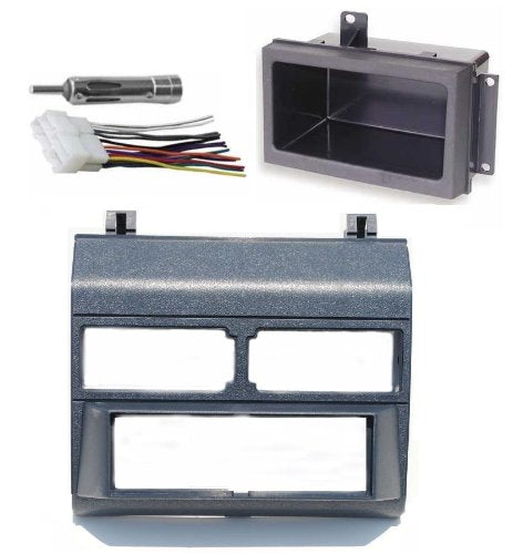 [Australia - AusPower] - Custom Install Parts Blue Complete Single Din Dash Kit + Pocket Kit + Wire Harness + Antenna Adapter Compatible with GMC Chevrolet Select 1988-1996 