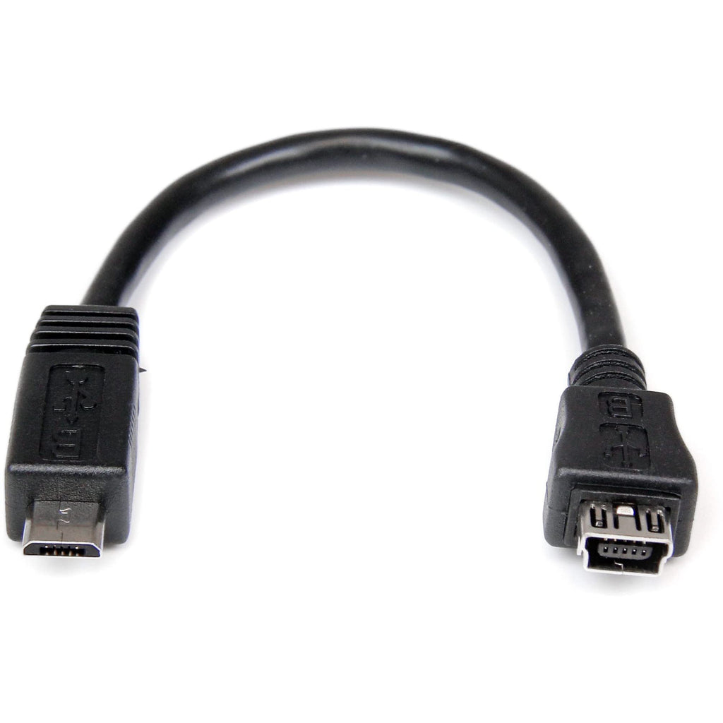 [Australia - AusPower] - StarTech.com 6in Micro USB to Mini USB Adapter Cable M/F - Micro USB male to Mini USB female - Micro USB to Mini USB Adapter (UUSBMUSBMF6),Black 