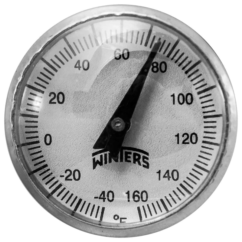 [Australia - AusPower] - Winters TBM Series Stainless Steel Pocket Bi-Metal Thermometer, 5" Stem, 1" Dial, -40-160 F Single Scale Range Fixed Center Back Mount 