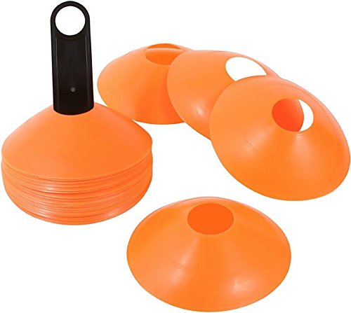 [Australia - AusPower] - Trademark Innovations Plastic Disc Cone Sports Training Gear with Carrier, Pack of 24 Orange 