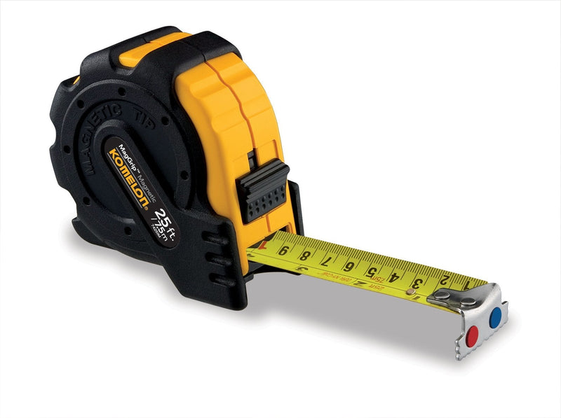 [Australia - AusPower] - Komelon 7425IM; 25'/7.5M x 1" Inch/Metric Magnetic MagGrip Tape Measure, Black/Yellow, 1-Pack 