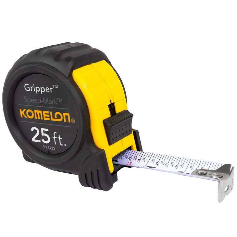 [Australia - AusPower] - Komelon SM5425 Speed Mark Gripper Acrylic Coated Steel Blade Measuring Tape, 1-Inch X 25Ft , White 