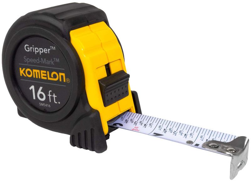 [Australia - AusPower] - Komelon SM5416 Speed Mark Gripper Acrylic Coated Steel Blade Tape Measure 16-feet by 1-Inch, White Blade 16 FT 