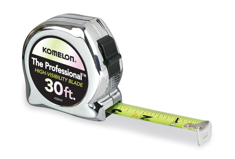 [Australia - AusPower] - Komelon 430HV High-Visibility Professional Tape Measure, 30-Feet by 1-Inch, Chrome 