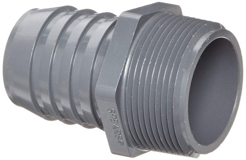 [Australia - AusPower] - Spears 1436 Series PVC Tube Fitting, Adapter, Schedule 40, Gray, 1-1/2" Barbed x NPT Male 1.5 Inch 