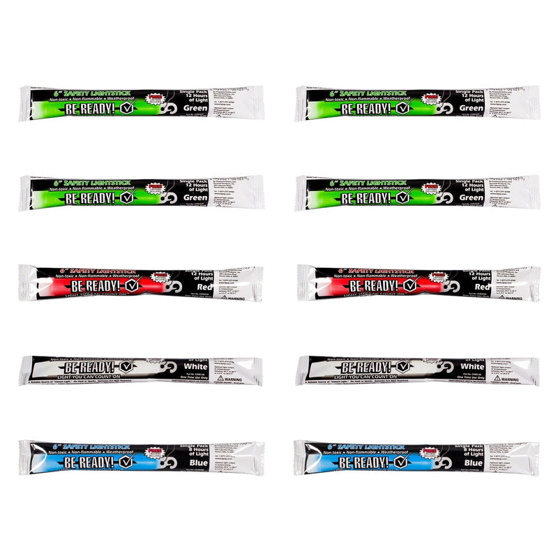[Australia - AusPower] - (10 Pack) 12 Hour Duration Military Chemical Light Sticks Multi Color Green | Red | White | Blue | for Emergency Kits | Survival & Camping | Hurricane & Disasters 