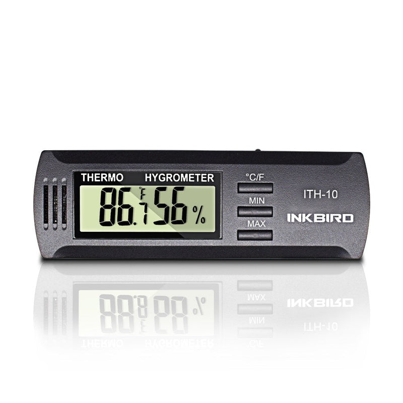 [Australia - AusPower] - Inkbird Hygrometer Thermometer Dc 3V Input Digital Temperature Humidity Meter Gauge °F °C Monitor Indoor ITH10 Cigar Humidor Reptile Terrarium Incubator Greenhouse Basement Guitar ITH-10 