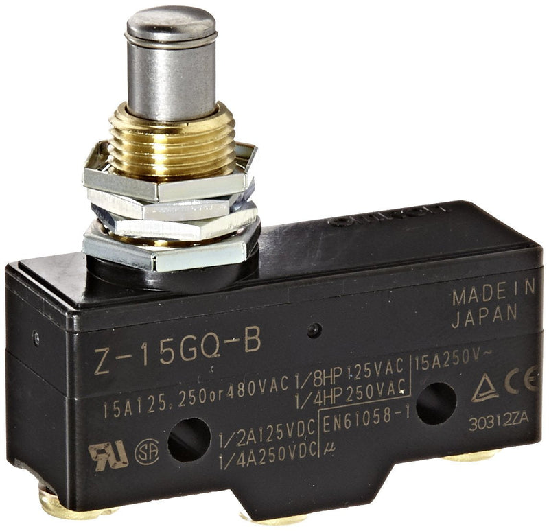 [Australia - AusPower] - Omron Z-15GQ-B General Purpose Basic Switch, Panel Mount Plunger, Medium OP, Screw Terminal, 0.5mm Contact Gap, 15A Rated Current 