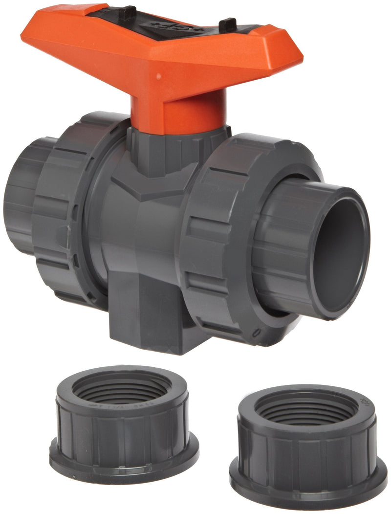 [Australia - AusPower] - GF Piping Systems PVC True Union Ball Valve, Two Piece, PTFE Seat, EPDM Seal, 1/2" Socket/NPT Threaded 0.5 Inch 