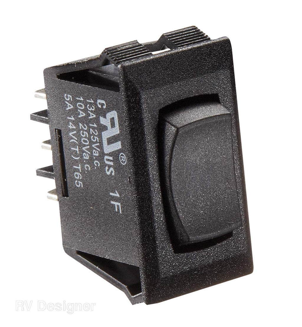 [Australia - AusPower] - RV Designer Black Rocker Switch, S341, 10 A, Momentary On/Off/Momentary On - SPDT, DC Electrical 