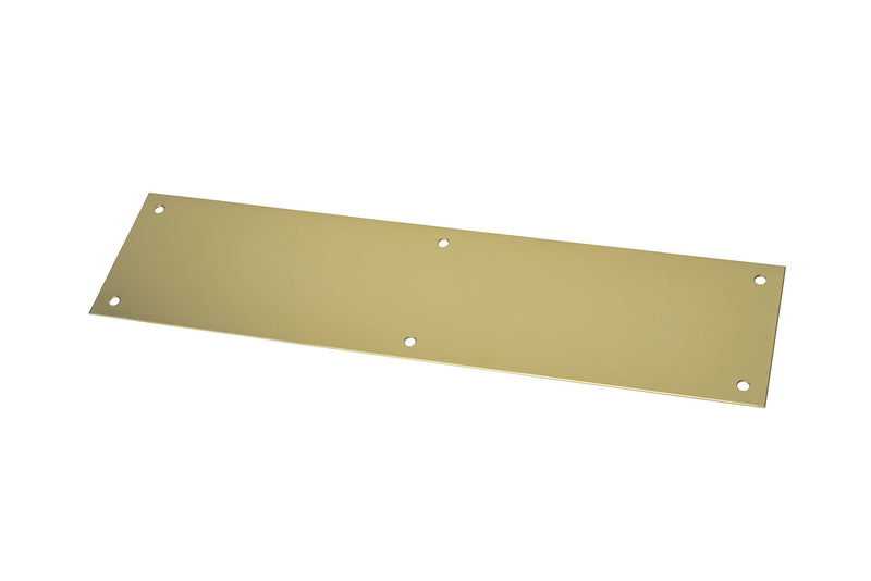 [Australia - AusPower] - Rockwood 70A.3 Brass Standard Push Plate, Four Beveled Edges, 12" Height x 3" Width x 0.050" Thick, Polished Clear Coated Finish 