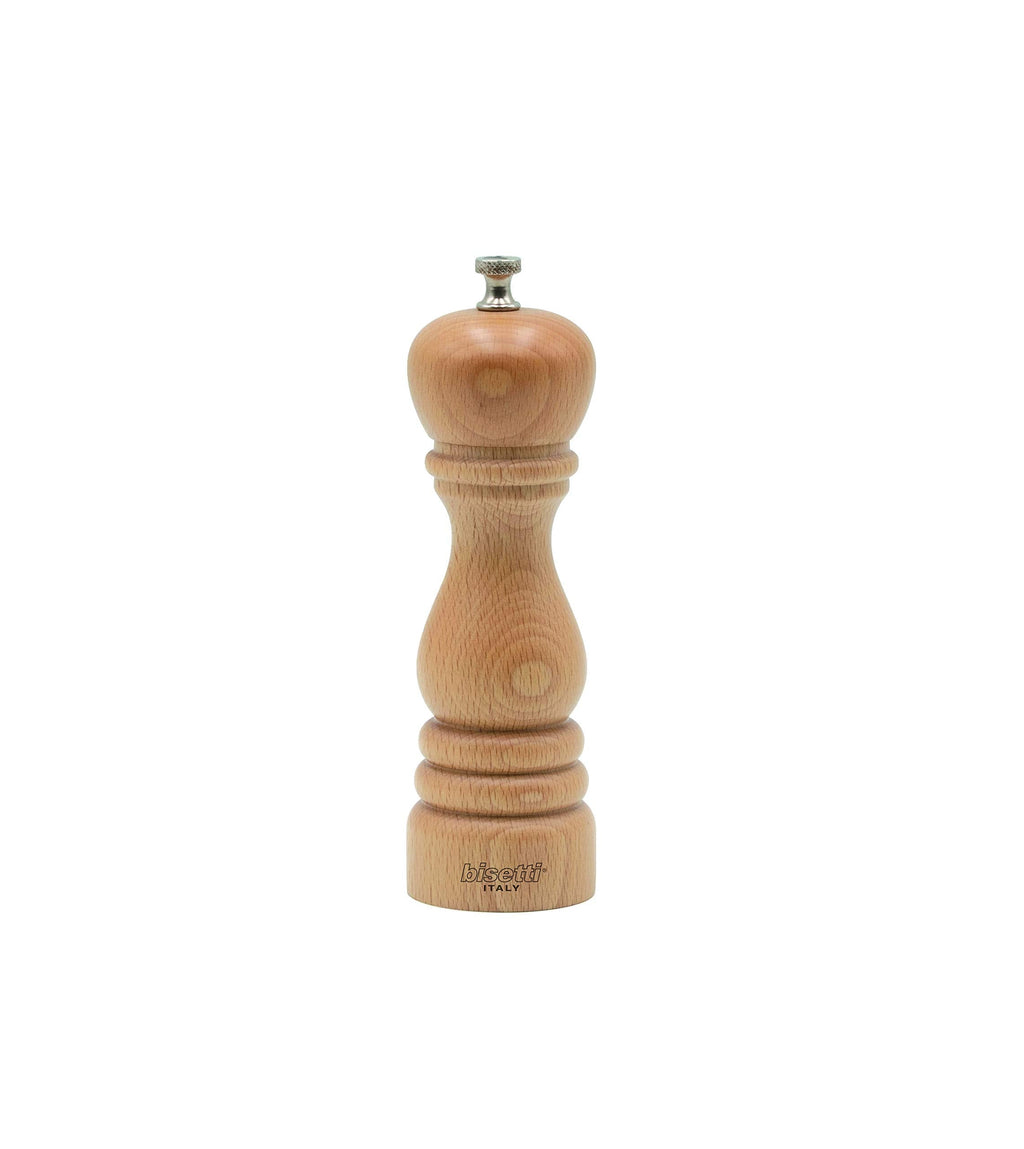 [Australia - AusPower] - Bisetti 7.5 Inch Roma Beech Wood Pepper Mill With Adjustable Carbon Steel Grinder With Natural Finish , Made in Italy 7.5" Light Finish 
