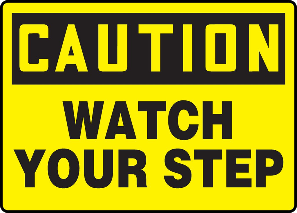 [Australia - AusPower] - Accuform"Caution Watch Your Step" Safety Sign, Plastic, 10 x 14 Inches (MSTF661VP),Black on Yellow Adhesive Vinyl 7" x 10" 