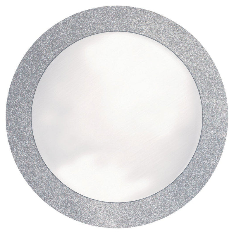 [Australia - AusPower] - Creative Converting Glitz Silver Round Paper Placemats with 2" Glitter Border, 8 Count 14" 