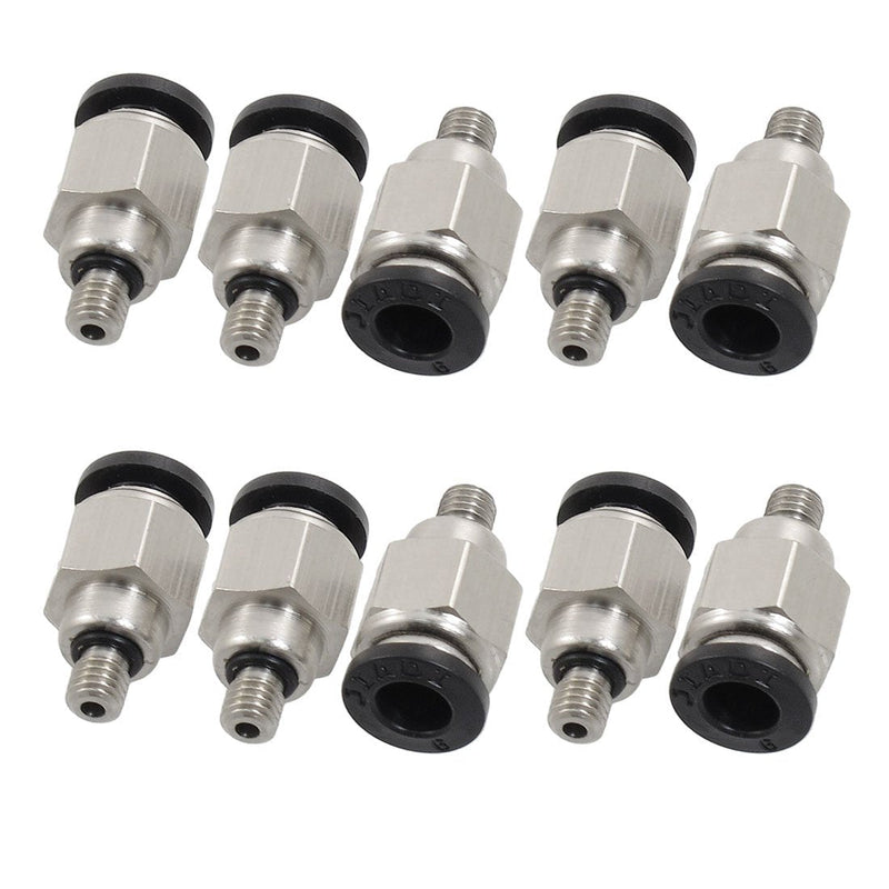 [Australia - AusPower] - uxcell 10 Pcs M5 Male Thread 6mm Push in Joint Pneumatic Connector Quick Fittings 